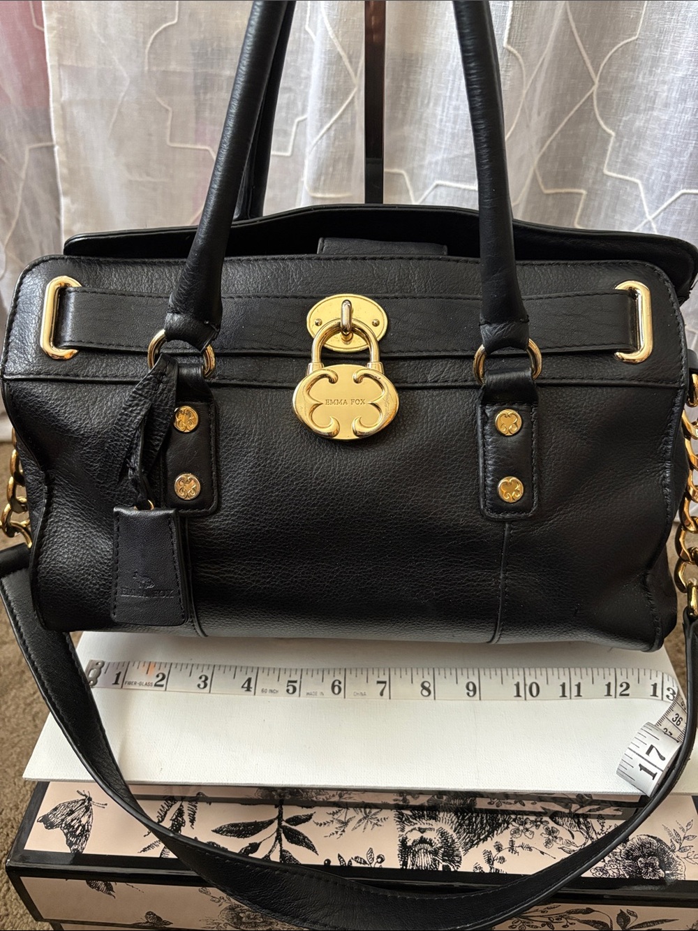 ⭐️Final Markdown⭐️Emma Fox Black Leather Shoulder Bag with Gold Hardware - Picture 11 of 12